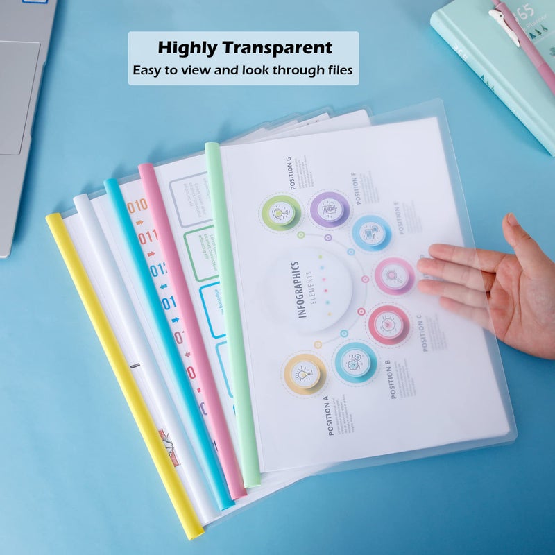 STAPENS Report Covers with Sliding Bar, Clear Paper Protector Sleeves, 12.2 x 8.5 Inch (10 PCs) - Image 3